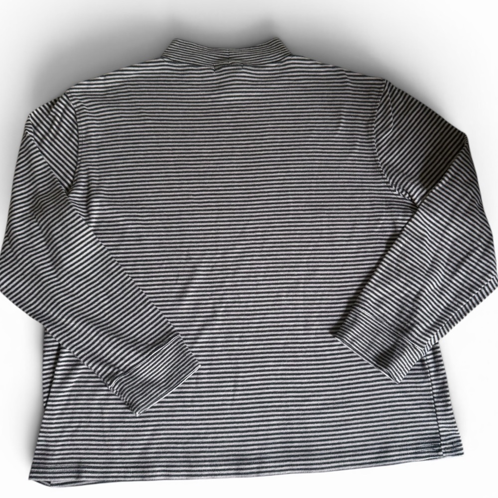Vintage Black and White Striped Mock Neck Sweater Whimsigoth Wednesday Adams - Picture 2 of 3